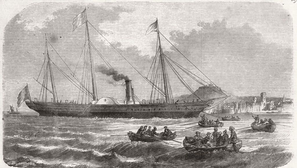 MANCHE. L'Aigle-The New Imperial Yacht, off Cherbourg 1859 old antique print